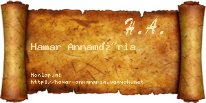 Hamar Annamária névjegykártya
